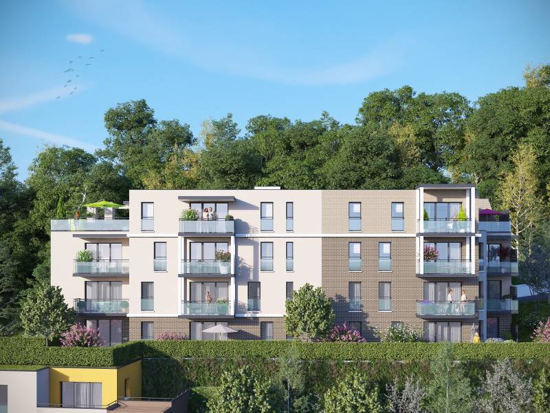 Appartement neuf T2 à vendre en VEFA à Bonsecours 76240 - 12 minutes du centre ville de Rouen - Vente en VEFA - Rez de chaussée avec jardinet et terrasse